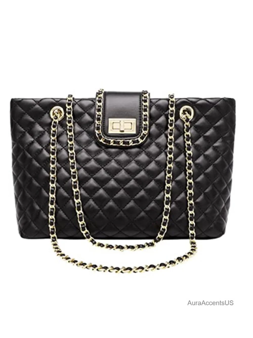 Quilted Double Strap Large Tote Bag Shoulder Bag Hobo Tote Handbag
